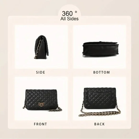 Elegant Black Quilted Chain Bag - Picture 2 of 6